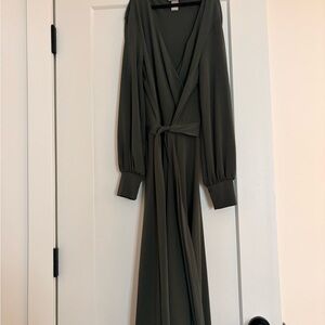 Olive Green faux Wrap Dress